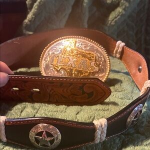 Wilson Brown Leather Western Belt with Texas Buckle